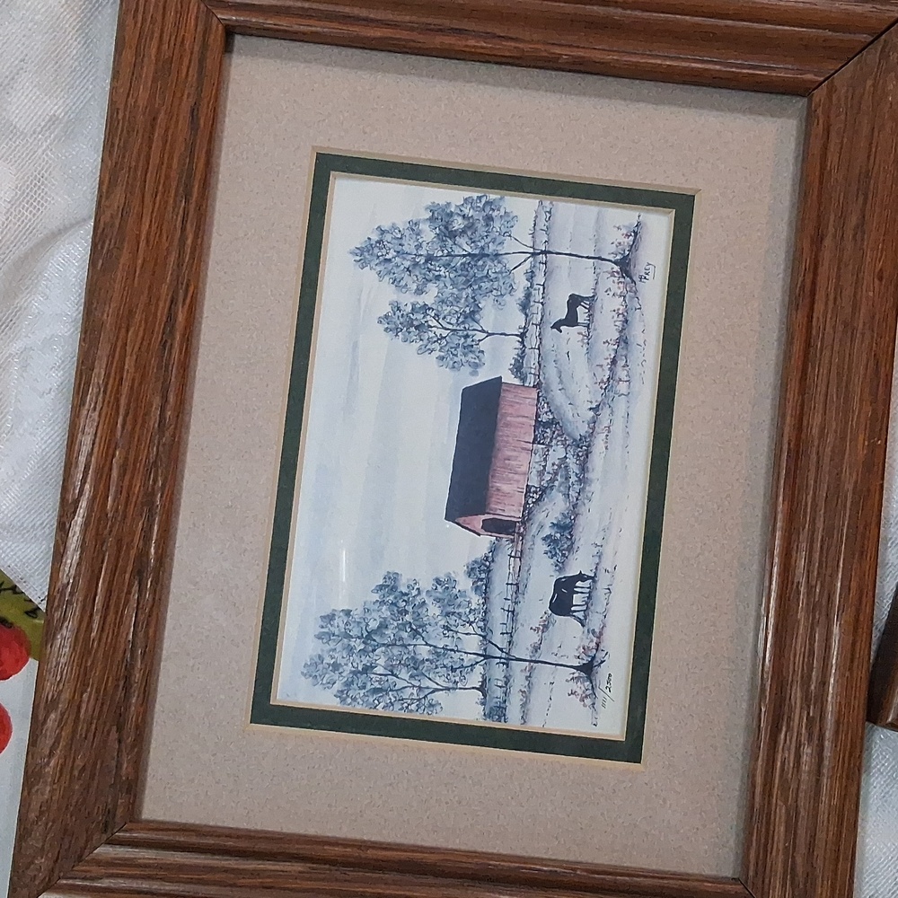 Vintage Pair M Frey Amish Country Art Lithographs Signed Numbered Carriage Buggy - Picture 8 of 16
